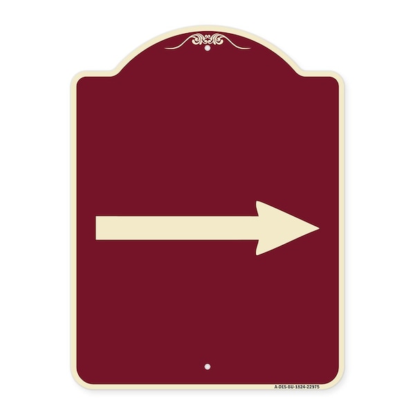 Signmission Designer Series Right Arrow, Burgundy Heavy-Gauge Aluminum Sign, 24" x 18", BU-1824-22975 A-DES-BU-1824-22975 - main